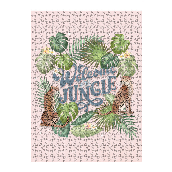 Puzzle Ravensburger "Welcome to the Jungle mit Geparden" artboxONE - Typografie,Floral,Tiere