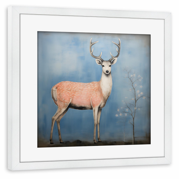 Poster mit Rahmen weiß "Damhirsch" artboxONE - Natur,Floral,Tiere