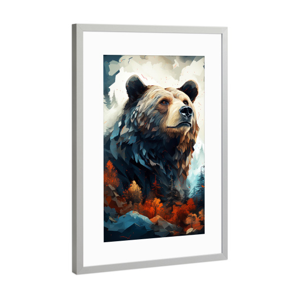 Poster mit Rahmen Silber "Bärentierkunst A" artboxONE - Tiere - Bär,Bären,Tier,Tiere,Grafik,Illustration