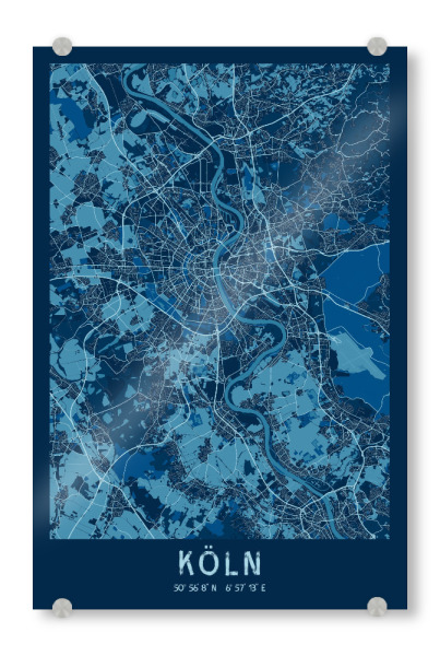 Acrylglasbild "Stadtplan Köln City" artboxONE - Städte / Köln,Kartografie