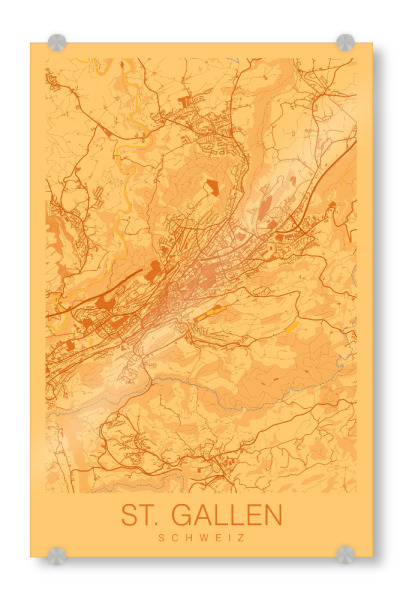 Acrylglasbild "Stadt Wandbild St. Gallen" artboxONE - Städte,Kartografie