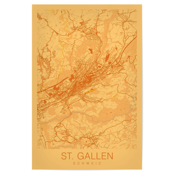 Poster 30x20 cm "Stadt Wandbild St. Gallen" artboxONE - Städte,Kartografie