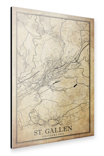 Alu-Dibond "Vintage Stadtplan St. Gallen" 30x20 cm artboxONE