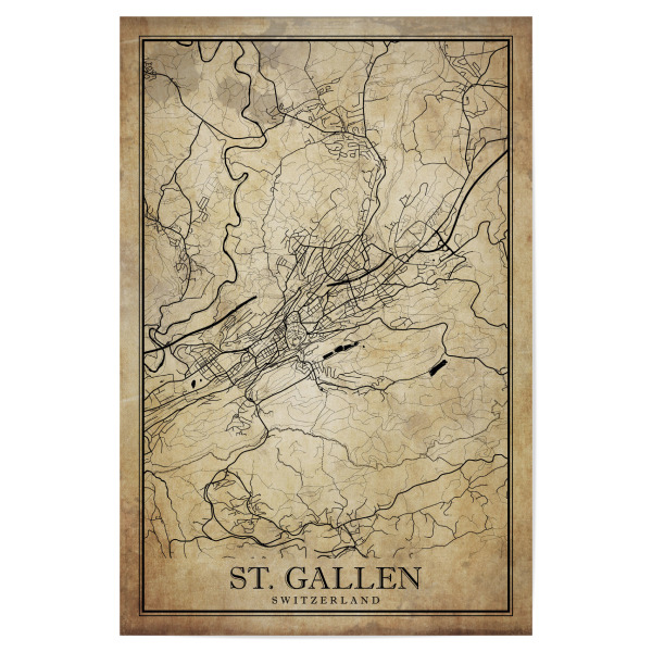 Poster "Vintage Stadtplan St. Gallen" artboxONE - Städte,Kartografie