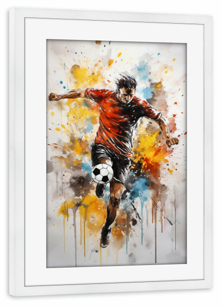Poster mit Rahmen weiß "Football Watercolor 7 (matart)" artboxONE - Sport,Sport / Fußball