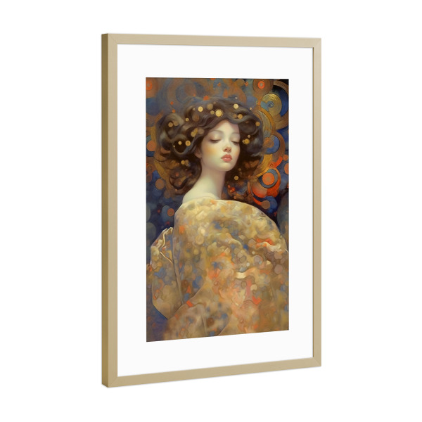 Poster mit Rahmen Gold "Tunaboylu - Beautiful Goddess" artboxONE - Menschen - Portrait,Frau,Feminin,Fashion,Mode,Beauty,Haare,Gold,Göttin