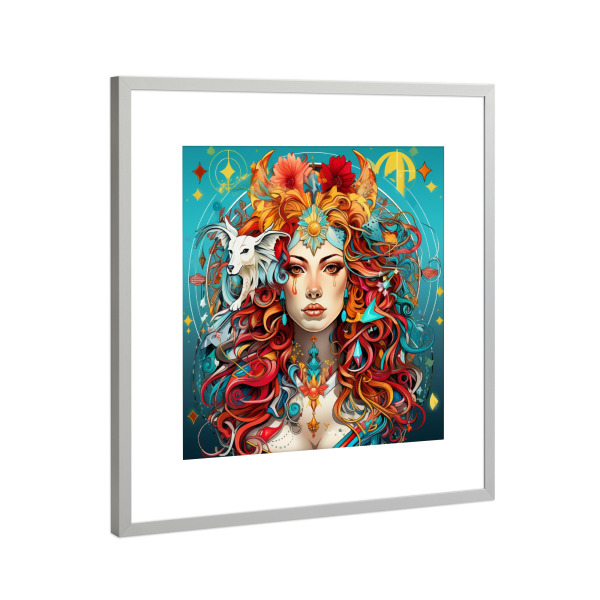 Poster mit Rahmen Silber "ZODIAC SIGN" artboxONE - Menschen,Streetart,Für Mama - Zodiac,Blue,Woman,Fashion,Beautiful,Zodiac sign,Sternzeichen