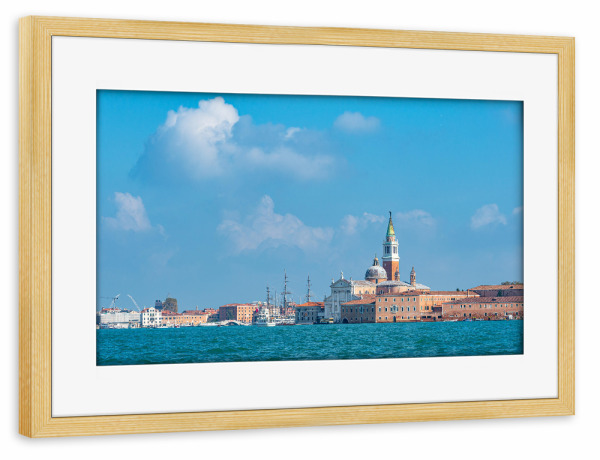 Poster mit Rahmen kiefer "Wolken, Kanal, Kirchturm" artboxONE - Reise,Architektur,Städte / Venedig,Reise / Länder