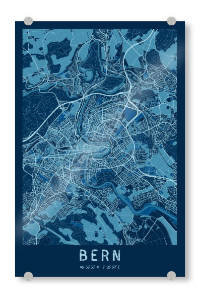 Acrylglasbild "Cityplan Bern" artboxONE - Städte,Kartografie