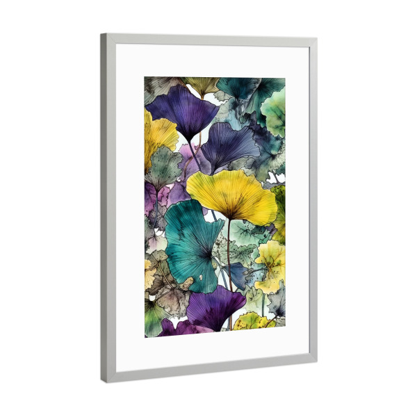 Poster mit Rahmen Silber "Ginko Biloba G" artboxONE - Natur,Floral - Ginkgo,Biloba,Ginkgo biloba,Baum,Wald,Blätter,Natur