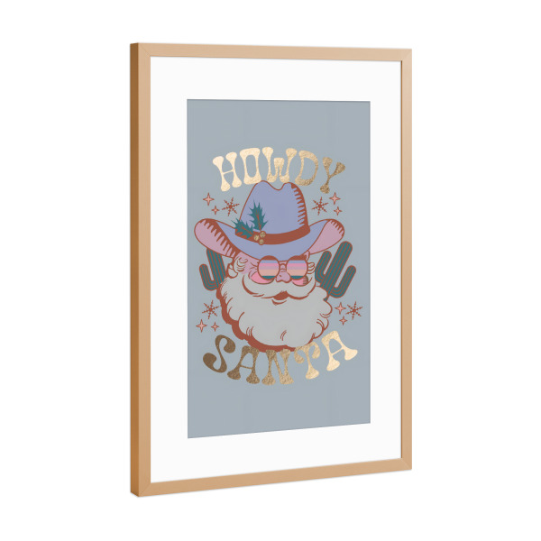 Poster mit Rahmen Kupfer "Hallo Weihnachtsmann" artboxONE - Abstrakt - Weihnachtsmann,Geschenk,Weihnachten,Feiertag,Grüß dich,Land,Funky,Mistel