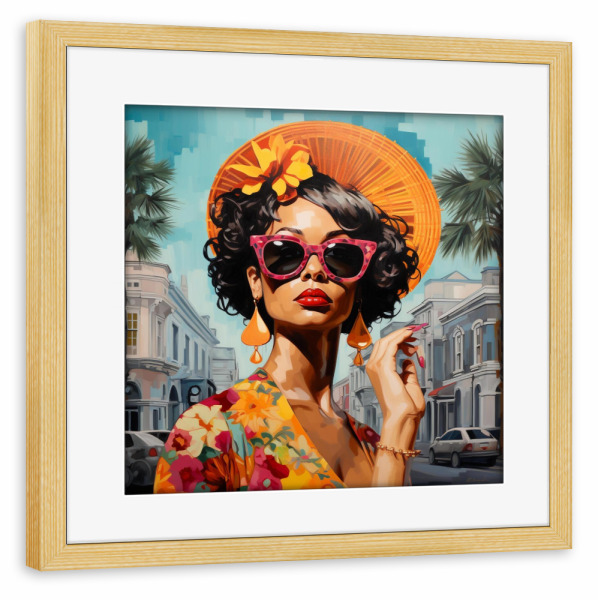 Poster mit Rahmen kiefer "SAVANNAH DESTINY" artboxONE - Städte,Reise,Fashion,Für Mama - Savannah,Georgia,Usa,Stadt,Frau,Sommer,Beauty,Orange