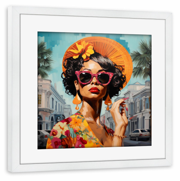 Poster mit Rahmen weiß "SAVANNAH DESTINY" artboxONE - Städte,Reise,Fashion,Für Mama - Savannah,Georgia,Usa,Stadt,Frau,Sommer,Beauty,Orange