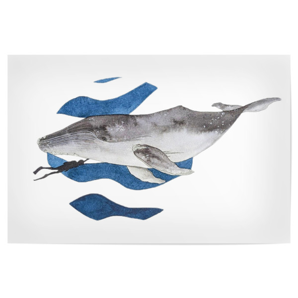 Poster 30x20 cm "Whale diver" artboxONE - Natur,Tiere,Menschen,Unterwasser