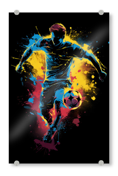 Acrylglasbild "Football Colorful 3 (matart)" artboxONE - Sport / Fußball - Fußball,Fußballspieler,Spieler,Ball,Mannschaft,Sport,Bunt,Aquarell