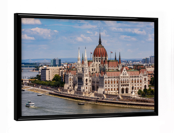 Poster mit schwarzem Rahmen "Ungarns Parlament an der Donau" artboxONE - Reise,Architektur,Städte / Budapest