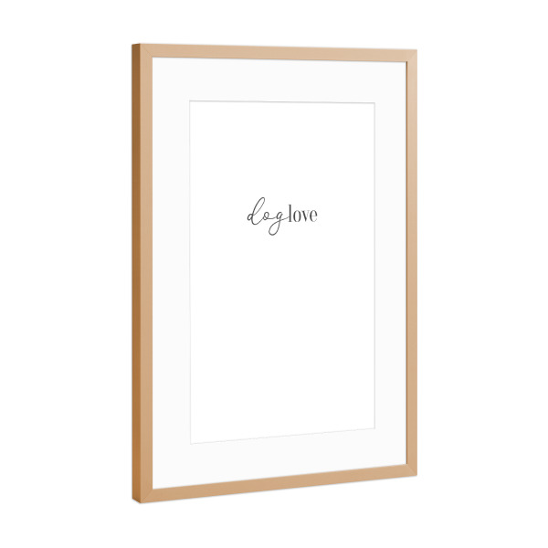 Poster mit Rahmen Kupfer "Doglove" artboxONE - Typografie,Tiere,Schwarzweiß