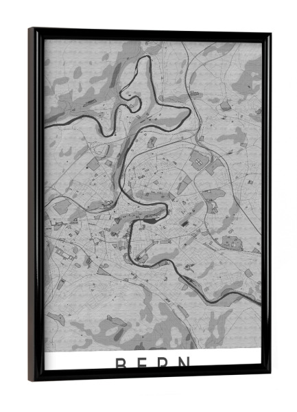Poster mit schwarzem Rahmen "Stadt Bern City Map" artboxONE - Städte,Schwarzweiß,Kartografie