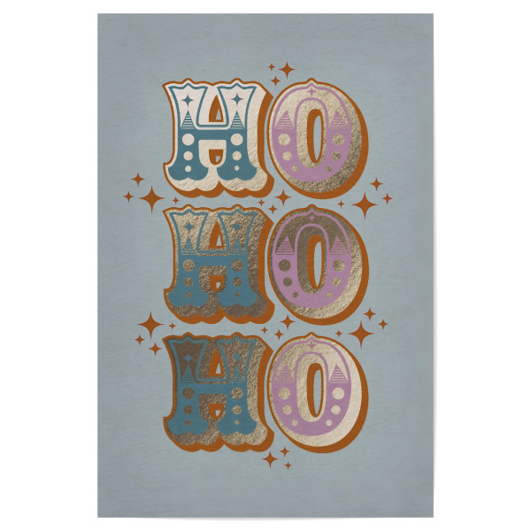 Poster 30x20 cm "Ho Ho Ho Zitat" artboxONE - Abstrakt - Gold,Ho ho ho,Weihnachtsmann,Lustig,Weihnachten,Winter,Urlaub,Zitat,Typografie