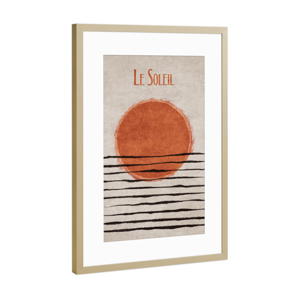 Poster mit Rahmen Gold "Tunaboylu - Le Soleil" artboxONE - Typografie,Galaxy - Sonne,Mond,Sterne,Galaxie,Universum,Spirituell,Boho,Scandi,Hygge