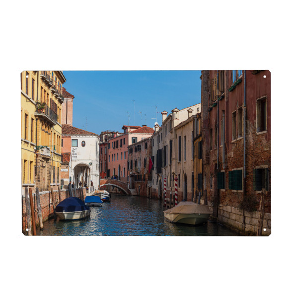 Metall Poster "Boote, Häuser, Kanal" artboxONE - Reise,Architektur,Städte / Venedig,Reise / Länder