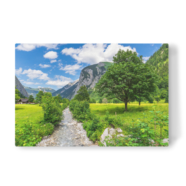 Leinwandbild "Bach, Bäume, Berge" artboxONE - Natur,Reise,Reise / Länder