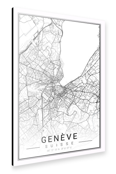 Alu-Dibond "Geneva - city map" 30x20 cm artboxONE