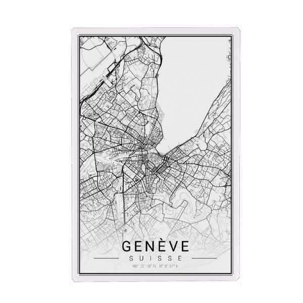Metall Poster "Geneva - city map" artboxONE - Städte,Schwarzweiß,Kartografie
