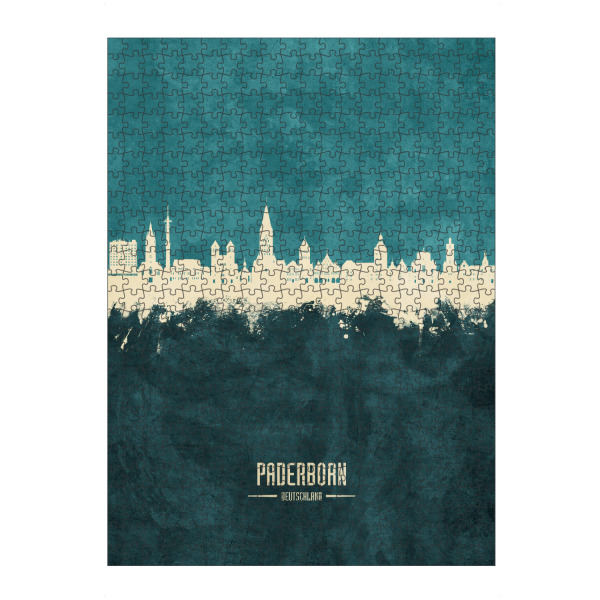 artboxONE Puzzle "Paderborner Skyline Türkis" artboxONE - Städte - Paderborn,Deutschland,Deutschlandskyline,Stadtbild,Stadtbild,Aquarell,Malerei