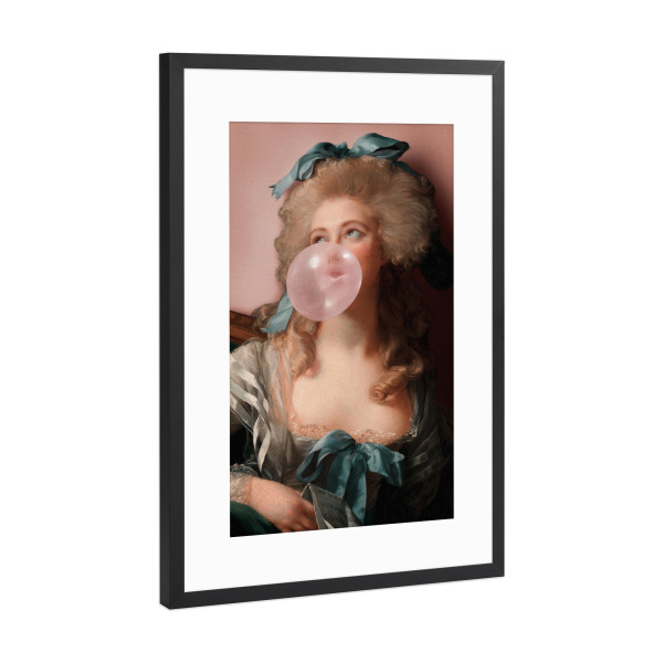 Poster mit Rahmen Schwarz (Metallic) "Kaugummi-Prinzessin" artboxONE - Menschen,Lustig