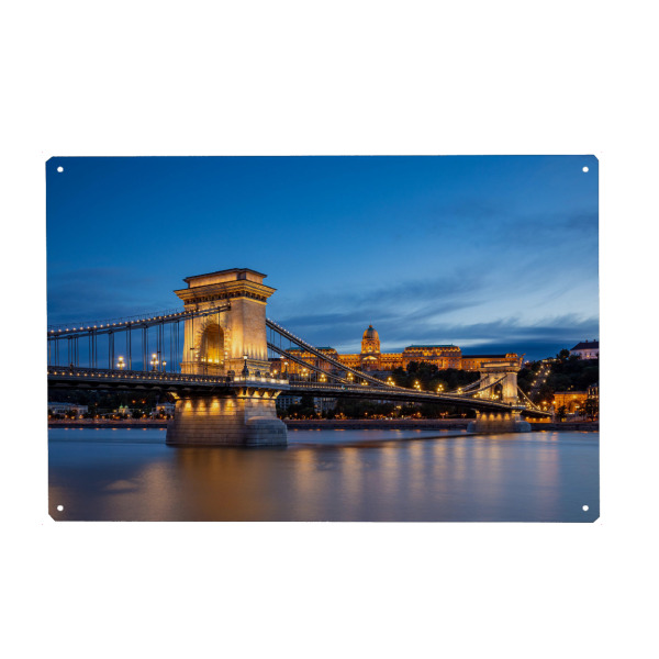 Holzbild "Die Kettenbrücke" artboxONE - Reise,Architektur,Städte / Budapest - Budapest,Kettenbrücke,Donau,Ungarn,Buda,Pest,Brücke