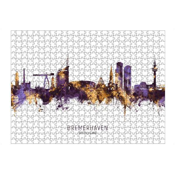 Puzzle Ravensburger "Bremerhaven Skyline PurpleGold" artboxONE - Städte