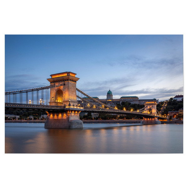 Poster "Die Kettenbrücke am Abend" artboxONE - Reise,Architektur,Städte / Budapest - Budapest,Kettenbrücke,Donau,Ungarn,Buda,Pest,Brücke