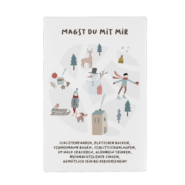 Metall Poster "Magst du mit mir" artboxONE - Liebe,Weihnachten