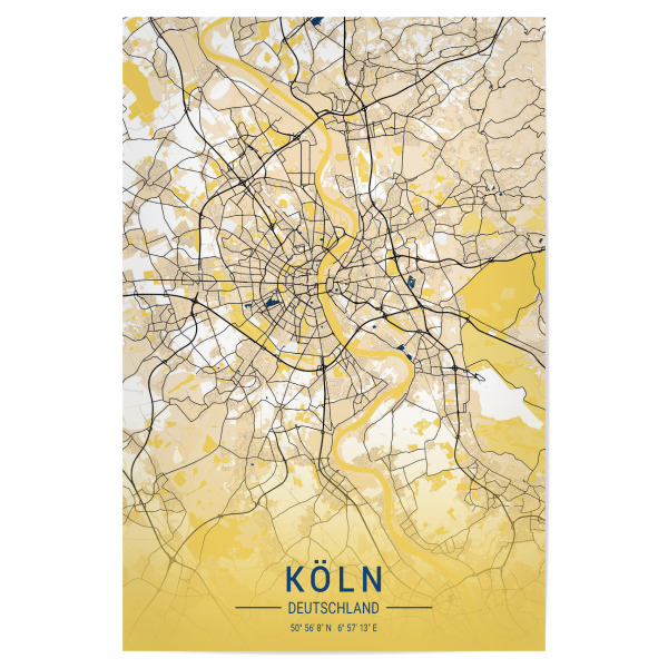 Poster "Map der Kölner City" artboxONE - Städte / Köln,Kartografie