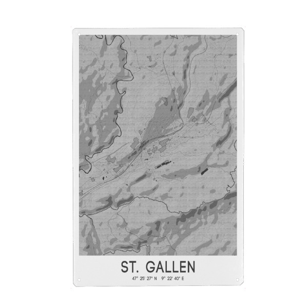 Holzbild "Stadtkarte von St. Gallen" artboxONE - Städte