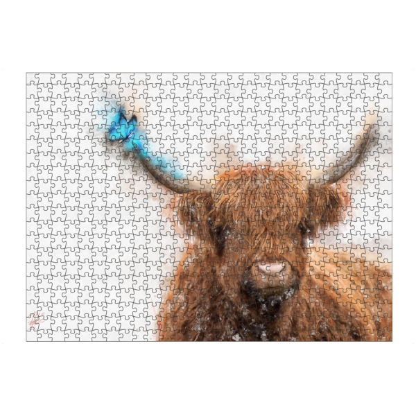 Puzzle Ravensburger "Highland Rind und Schmetterling" artboxONE - Natur,Tiere,Reise / Länder