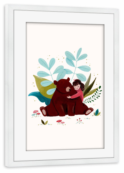 Poster mit Rahmen weiß "Fantom Fifi Art - Bear & Girl" artboxONE - Für Kinder,Tiere,Menschen