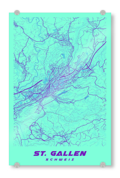 Acrylglasbild "Stadt St. Gallen Map" artboxONE - Städte