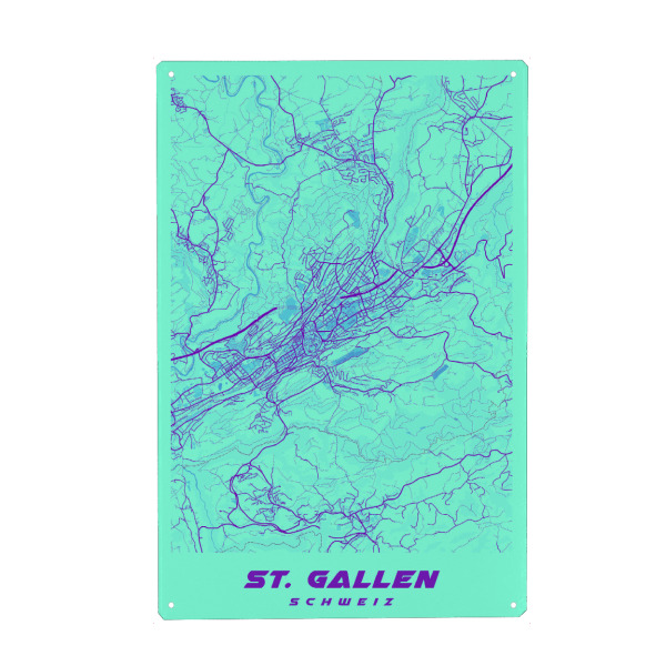 Holzbild "Stadt St. Gallen Map" artboxONE - Städte