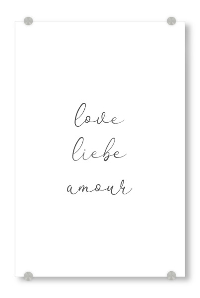 Acrylglasbild "Love liebe amour" artboxONE - Typografie,Schwarzweiß,Liebe,Lustig