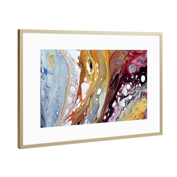 Poster mit Rahmen Gold "Fluid Art" artboxONE - Abstrakt,Geometrie,Marmor