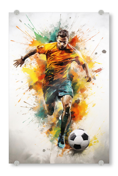 Acrylglasbild "Football Watercolor 6 (matart)" artboxONE - Sport,Sport / Fußball - Fußball,Fußballspieler,Spieler,Ball,Mannschaft,Sport,Bunt,Aquarell