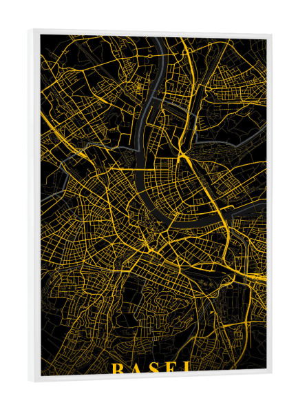 Poster mit weißem Rahmen "City Map Basel" artboxONE - Städte,Kartografie