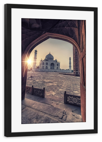 Poster mit Rahmen schwarz "Sonnenaufgang in Agra" artboxONE - Städte,Reise,Architektur,Reise / Asien,Städte / Weitere