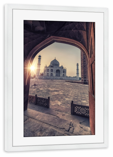 Poster mit Rahmen weiß "Sonnenaufgang in Agra" artboxONE - Städte,Reise,Architektur,Reise / Asien,Städte / Weitere