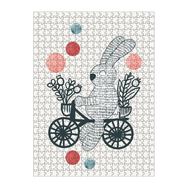 Puzzle Ravensburger "Blumen Fahrrad mit Hase" artboxONE - Natur,Für Kinder,Tiere