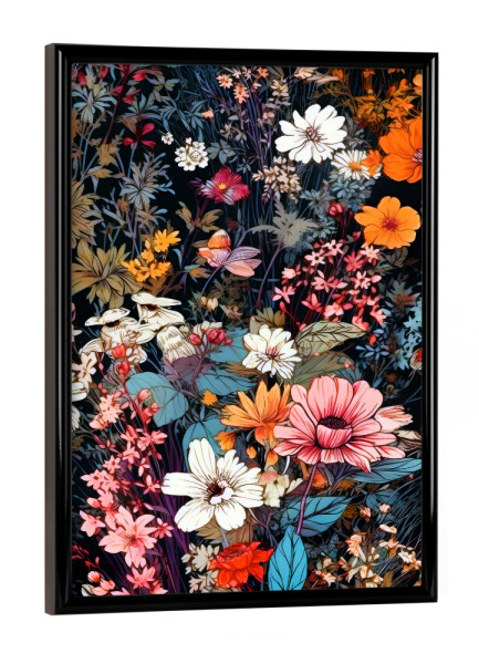 Poster mit schwarzem Rahmen "Blumen und Blätter C" artboxONE - Natur,Floral - Natur,Blumen,Blumen,Botanisch,Blätter,Blatt,Blumen