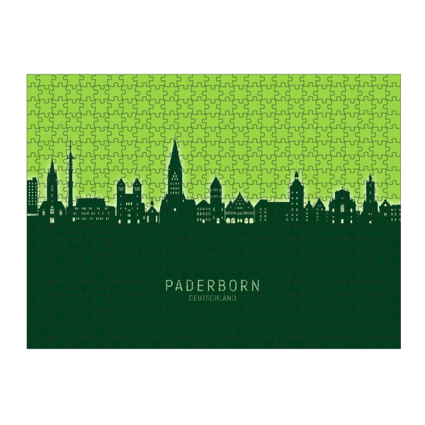 artboxONE Puzzle "Paderborner Skyline grün" artboxONE - Städte - Paderborn,Deutschland,Deutschlandskyline,Stadtbild,Stadtbild,Aquarell,Malerei
