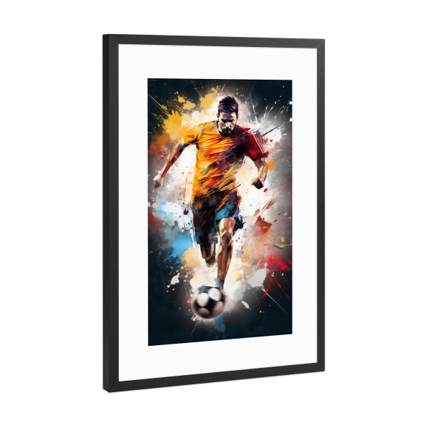 Poster mit Rahmen Schwarz (Metallic) "Football Watercolor 12 (matart)" artboxONE - Sport,Sport / Fußball